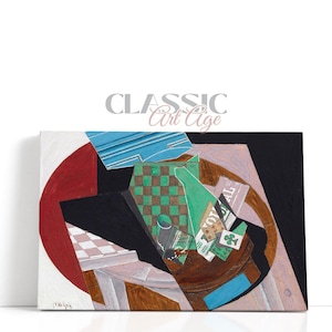 Juan Gris Art – Scacchiera e carte da gioco, 1915 / Arte murale con carte da gioco, decorazione murale geometrica cubista e stile moderno per le pareti delle gallerie