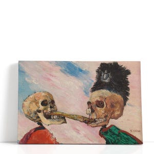 James Ensor Art – Skeletons Fighting Over a Pickled Herring, 1891 | Gothic Skull Themed Prints & Surreal Dark Humor Wall Decor for Halloween