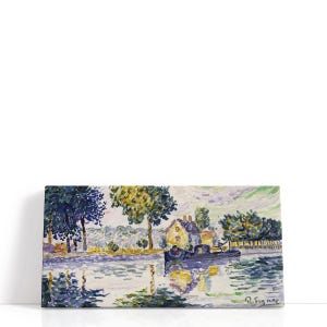Paul Signac Print – View Of The Seine Samois | Riverbank Landscape Canvas Art & French Country Wall Decor in Impressionist Pointillism Style