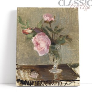 Berthe Morisot Art – Peonie, 1869 / Elegante stampa floreale su tela con peonie, stampe impressioniste senza tempo di nature morte per interni vittoriani