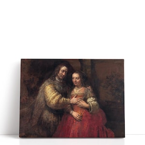 Dipinto di Rembrandt van Rijn – La sposa ebrea, 1665–1669 / Opera d'arte classica di sposi e ritratto di coppia romantica senza tempo