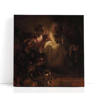 Stampe di Rembrandt van Rijn – Aristotele con il busto di Omero / Arte murale mitologica, stampe su tela in chiaroscuro per interni drammatici di Roma