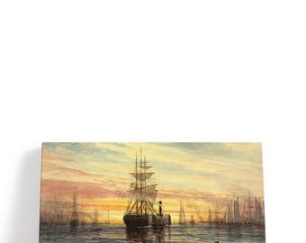 Grabados de Thomas Moran – Escena portuaria, 1885 / Impresión en lienzo para pared