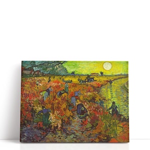 Vincent Van Gogh Painting – The Red Vineyard, 1888 | Scenic Vineyard Landscape Canvas Art & Rustic Farmhouse Wall Decor for Interiors