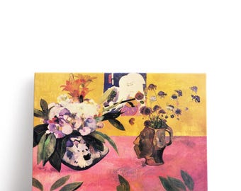 Vintage French Still Life Oil Painting of Head-shaped Vase and