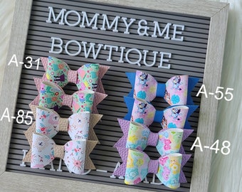 Faux leather bows, pigtails bows, bows clip set ,hair bows