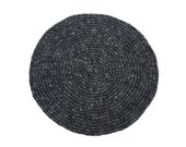 40-300CM Dark Natural Gray Felt Ball - Living Room Carpet - Fair Trade Rug - Cozy, Soft & Durable