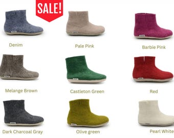 Handmade Wool Boots - Ankle Shoes- Wool Felt Ankle Boot - Suede Leather Sole Winter Boot - Choose Your Own - Cozy Footwear