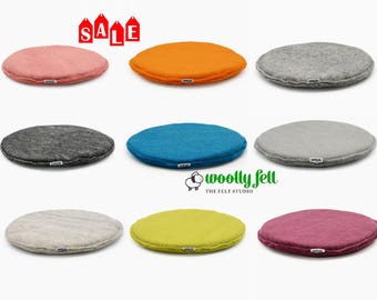 Handmade Felted Wool Chair Pads, Chair Cushions, Soft Round Seat Pad, Seat Mat