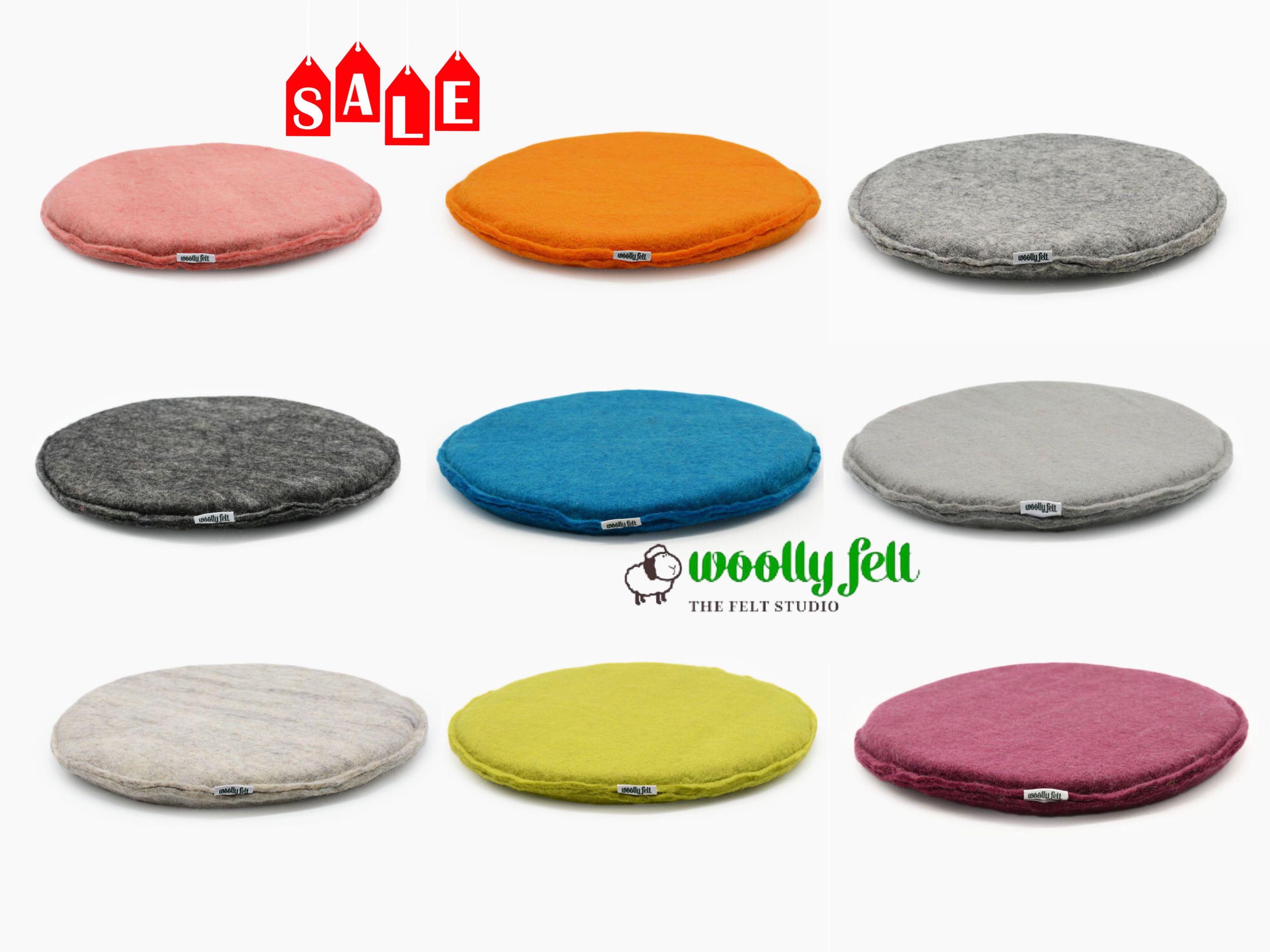 Handmade Felted Wool Chair Pads, Chair Cushions, Soft Round Seat Pad, Seat Mat