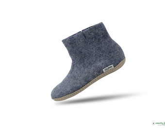 Botines de fieltro vaquero - Bota baja de fieltro de lana - Botín cálido de fieltro de lana - Pantuflas de casa - De lana y hechas a mano - Ideales para usar en interiores