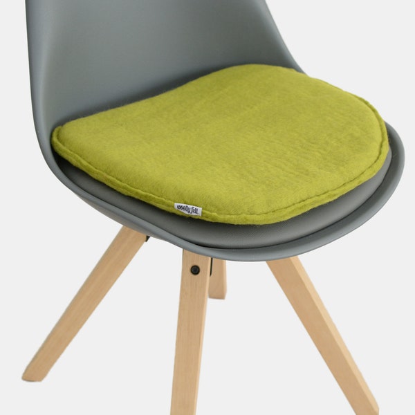 Light Green Wool Trapezoid Seat Pad - Handmade Woolen Seat Pad - Foamed Chair Cushion