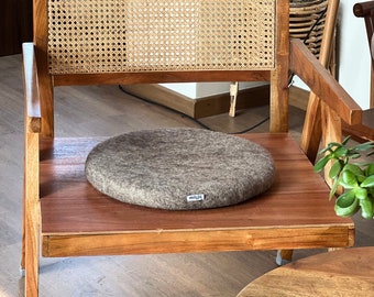 Marbled Brown Wool Chair Pads, Handmade Felt Seat Cushion, Set of 2
