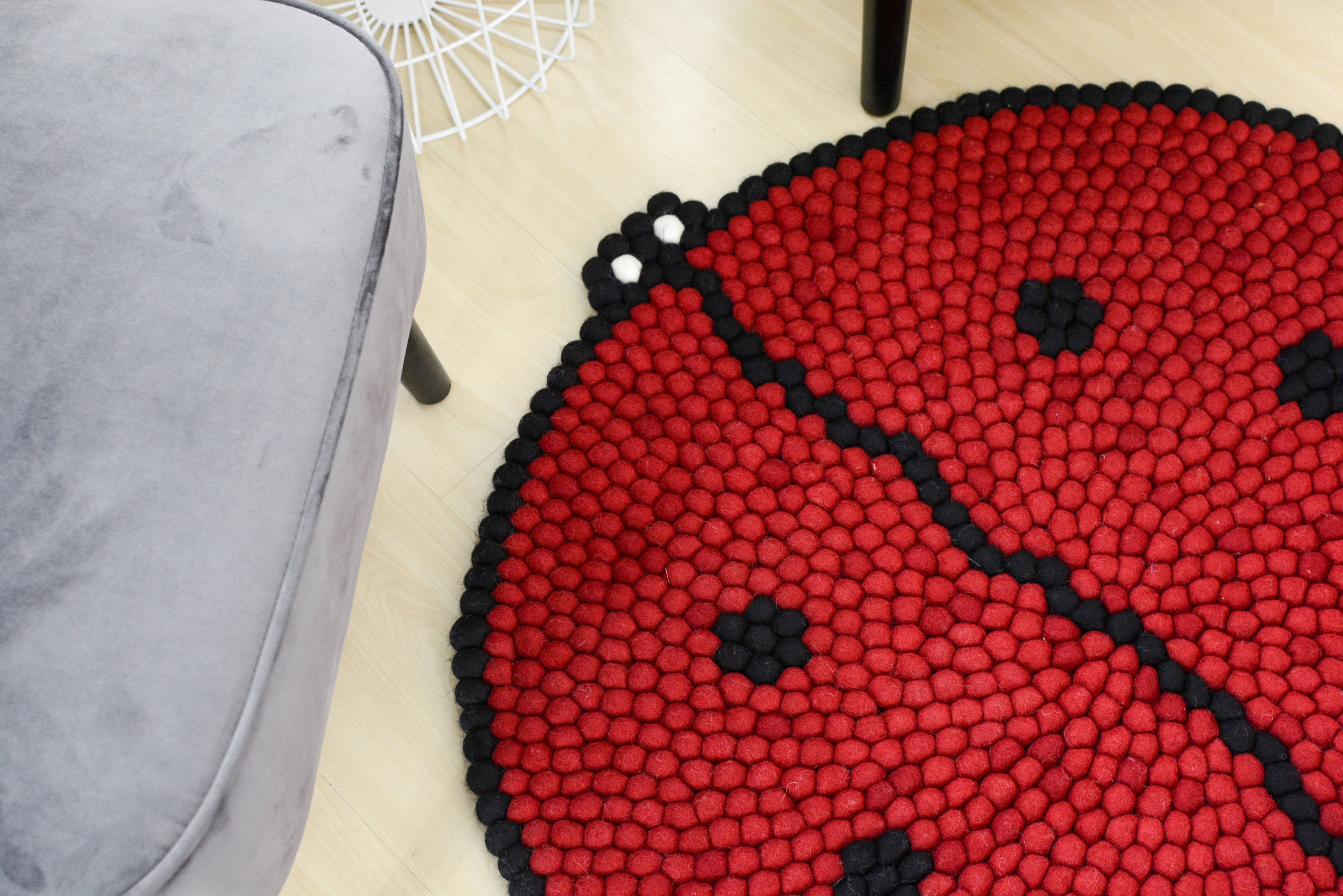 40300 CM Felt Lady Bug Rug Natural Wool Felt Ball Rug Etsy