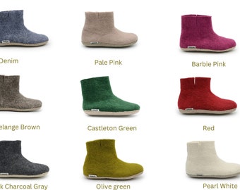 Felt Boots - Handmade Ankle Boot - Wool Felt Ankle Boot - Suede Leather Sole Winter Boot - Choose Your Own - Cozy Footwear