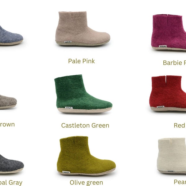 Felt Boots - Handmade Ankle Boot - Wool Felt Ankle Boot - Suede Leather Sole Winter Boot - Choose Your Own - Cozy Footwear