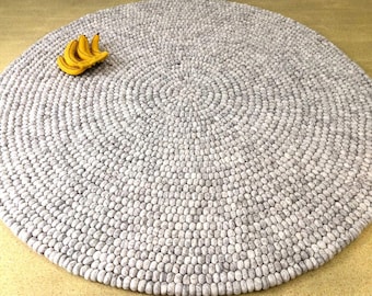 Alfombras redondas en blanco roto: alfombra de lana 100 % pura. Alfombras hechas a mano, perfectas para salas de estar, dormitorios, guarderías y oficinas.