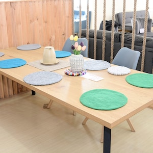 Set of 4,6 Round Felt Placemats- 100% Merino Wool Placemats- Heat Resistant And Durable Placemat- Perfect For Dining, Kitchen And Home Decor