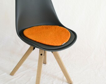 Handmade Felt Chair Pad – Modern Orange Wool Cushion