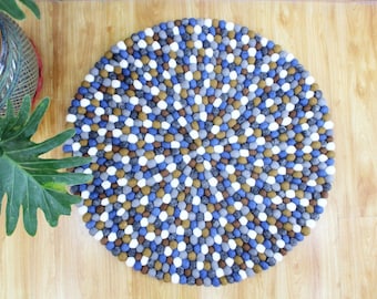 Colorful Felt Ball Round Rug | 40- 500 CM | Handmade Wool Ball Living room rug for Home Decoration