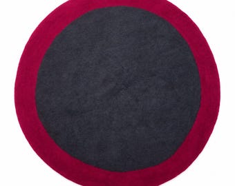Felt Round Sheet | Wool Felted Rug, Nursery Play Mat | Living Room Mat  |  60 CM To 250 CM Gray And Maroon