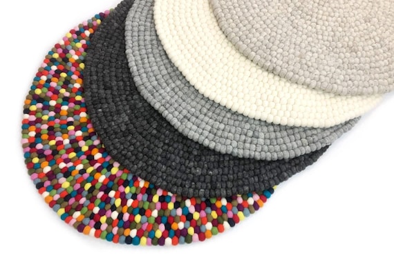 Handmade Wool Felt Ball Rug – Round Nursery Rug