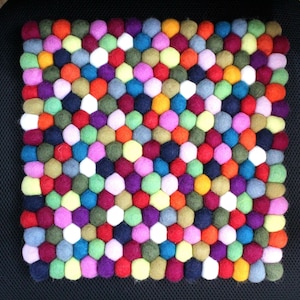 35x35 CM Multicolored Square Seat pad| Felt Ball Chair Pad | Handmade Colorful Square Seat Mat for your Home and Office Chairs!