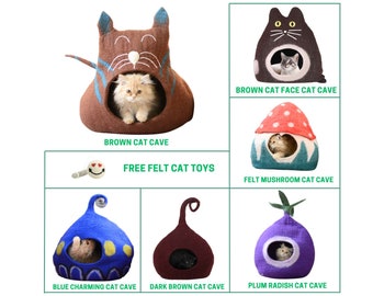 Einzigartiges Design und Stil Filz-Katzenhöhle - Wollkatzenbett aus reiner Wolle - Geschenk für Ihr Haustier - Moderne Haustiermöbel