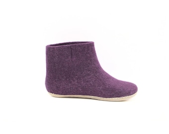 Purple Indoor Felt Boot | Handmade Wool Footwear for Adults| Cozy, Warm and Luxurious Wool Boot| Eco-Friendly and Comfortable
