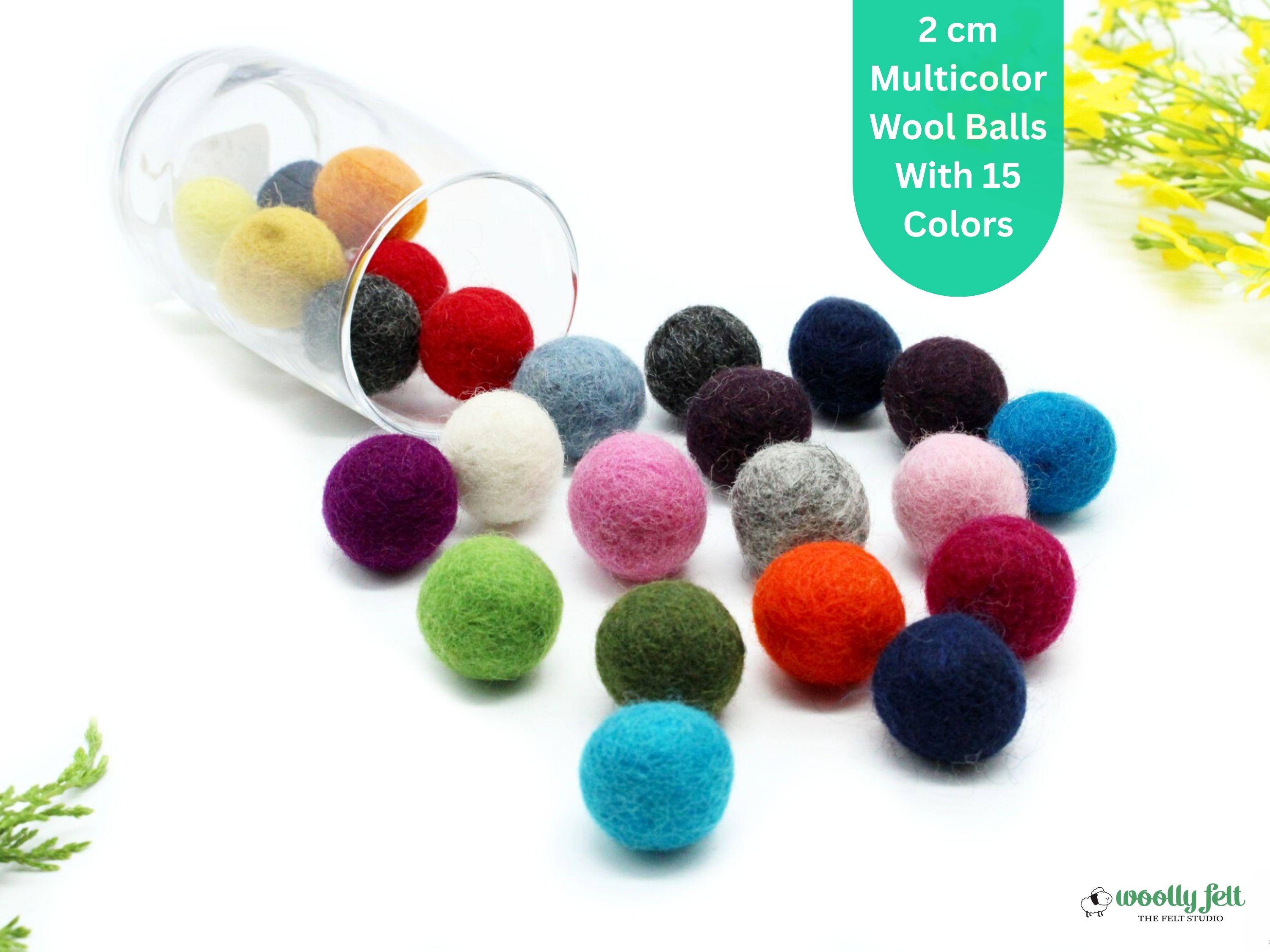 200 Pcs Mixed Colors Natural Felt Balls. 100% Wool Handcrafted 2.0 cm Wholesale