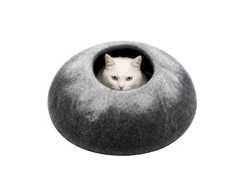 Handmade Ombre Felt Cat Cave – Modern Wool Pet Bed
