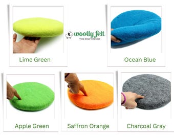 Thick Felt Chair Cushion – Handmade Wool Seat Pad – Pure New Zealand Wool – Round Felted Chair Mat – Soft, Eco-Friendly & Durable