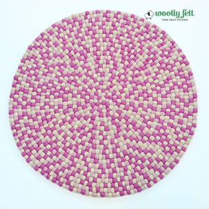 Pink Tone Pom Pom Carpet - Round Felt ball Rug - Handmade Felt Ball Rug - Eco-friendly Ball Rug 40-300 CM