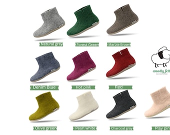 100% Pure Wool Felt Boots - Ankle Shoes Handmade - Wool Felt Ankle Boot - Suede Leather Sole Winter Boot - Choose Your Own - Cozy Footwear
