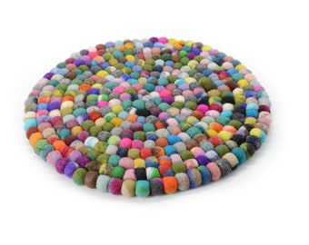 35 CM - Multi-color Ball  Chair Pad - Felted Seat Pad - Wool Felted Seat Pad - Eco-friendly Chair Pad - Home Decor