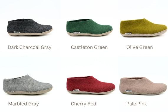 Handmade Wool Indoor Slippers, Felt Shoes with Suede Sole