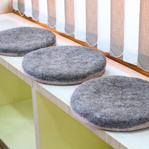 Dual Colored Chair Cushion (35 cm) | Wool Felted Seat Pad: Handcrafted Comfort! Cozy and Comfortable Round Chair Pad