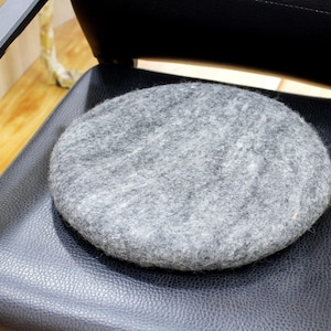 Set of 2, Handmade Gray Thick Wool Chair Cushion| Wool Felted Round Chair Pad| 100% Premium Felted Seat Pad