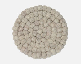 Handmade Felt Ball Trivet Set, Tabletop Decor, Kitchen Accessory