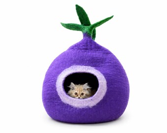 Radish Design Felt Cat Cave - Purple Cozy Hideout