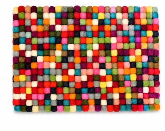 Multicolor Rectangle Rug-Wool Rugs Using 100% Pure Wool-Felt Rug - Small To Large Area Rugs-Handmade