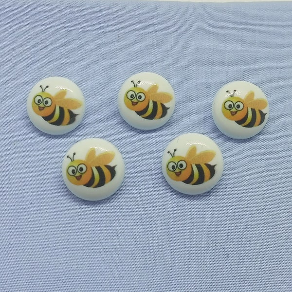 5 boutons ronds en forme d'abeille