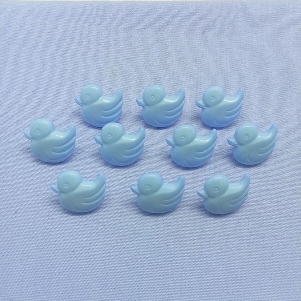 10 x Baby Blue Duck Buttons