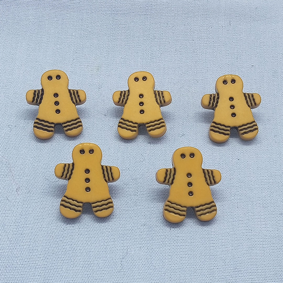 5 X Gingerbread Man Buttons Etsy