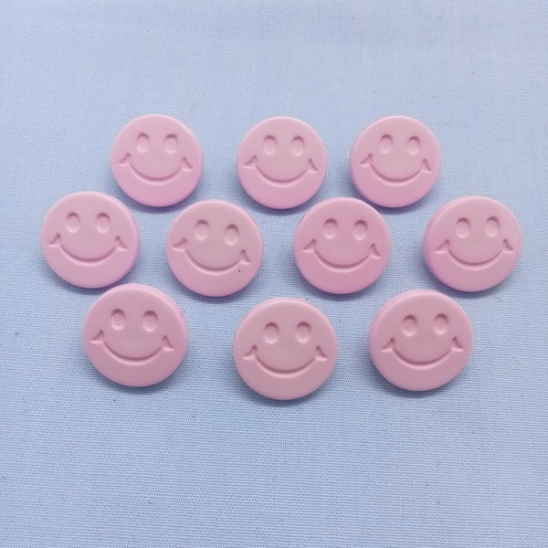10 x Pink Smiley Face Buttons