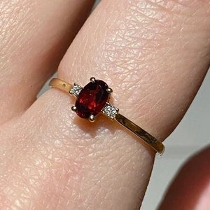 Natural Garnet Ring Engagement Ring 925 Sterling Silver Natural Red Garnet Ring January Birthstone Ring Promise Ring Women Handmade Ring