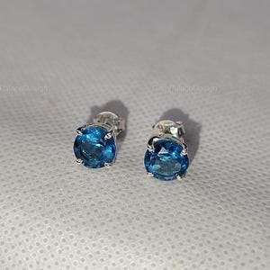 London Blue Topaz Stud Earrings Gemstone London Topaz 925 Sterling Silver Stud Earrings For Women