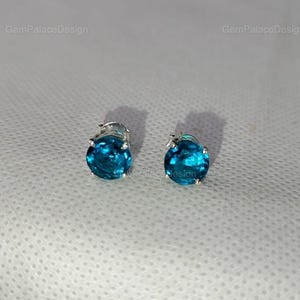 London Blue Topaz Stud Earrings Minimalist 925 Sterling Silver Stud Earrings Engagement London Blue Topaz Stud Earrings For Her