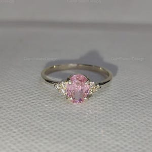 Pink Sapphre Ring Statement 925 Sterling Silver Ring Engagement Birthday Gift For Women