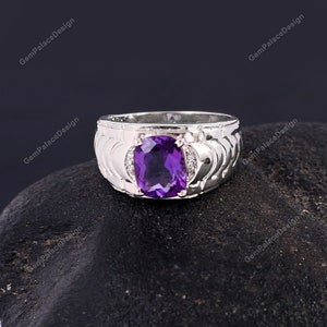 Natural Amethyst Ring .  Handmade Ring . 925 Sterling Silver Ring . Statement Ring . Stackable Ring . Minimalist Ring . Promise Ring . Gift